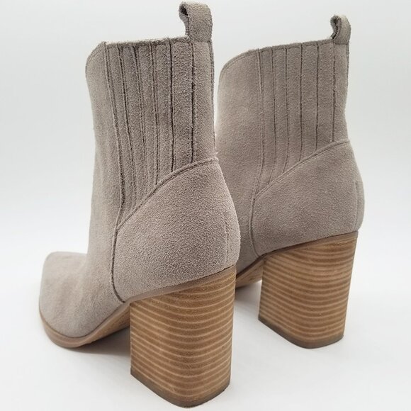 Marc Fisher Ommie Pointed Toe Boots 9M Pull On Block Heel Western Suede Leather - Picture 6 of 16